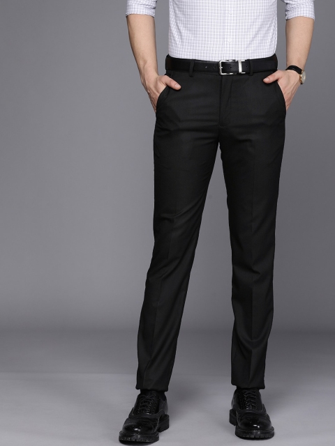 

Louis Philippe Men Black Solid Slim Fit Trousers