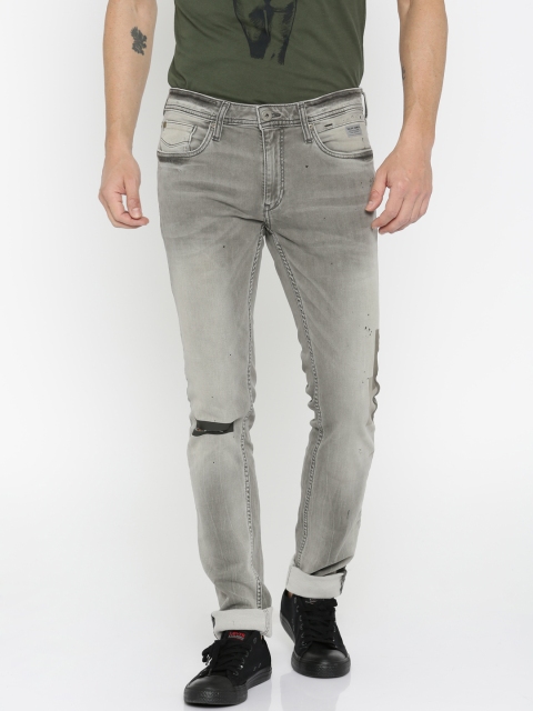 

Jack & Jones Men Grey Ben Skinny Fit Slash Knee Stretchable Jeans