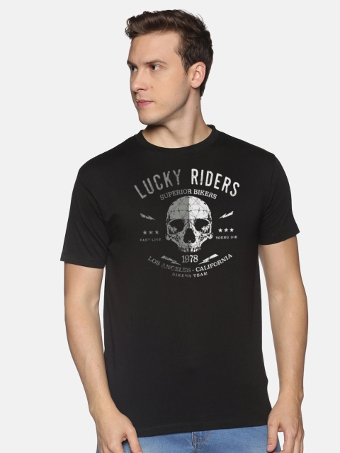 

BLACK RADIO Men Black Typography Printed Slim Fit T-shirt