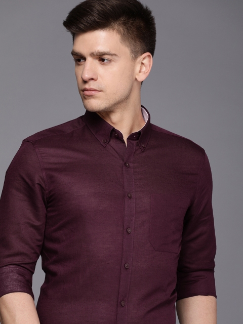 

Louis Philippe Men Maroon Solid Slim Fit Formal Shirt