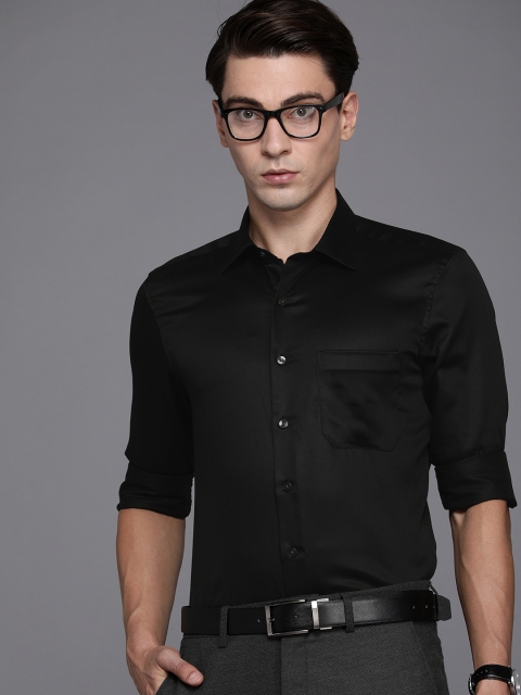 

Louis Philippe Men Black Solid Slim Fit Pure Cotton Formal Shirt