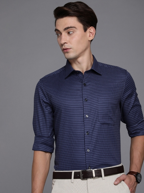 

Louis Philippe Men Navy Blue Slim Fit Woven Design Pure Cotton Formal Shirt
