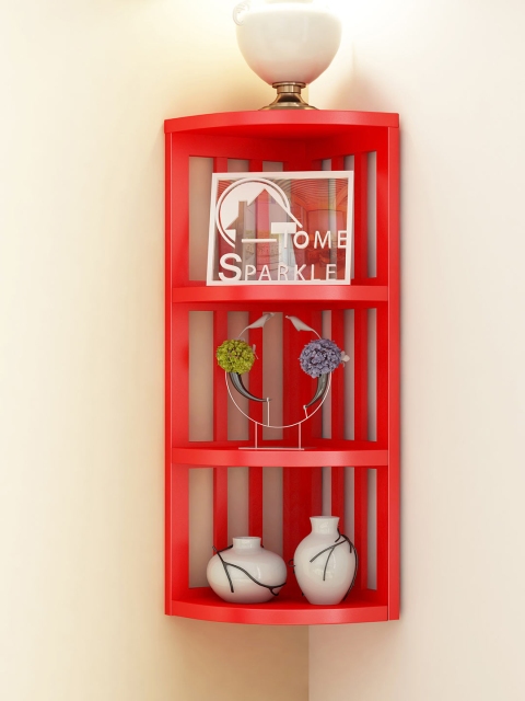 

Home Sparkle Red Corner Wall Shelf