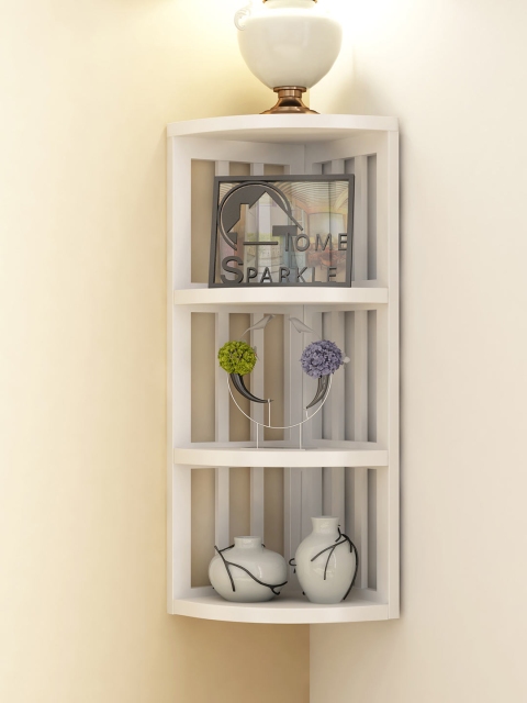 

Home Sparkle White Corner Wall Shelf