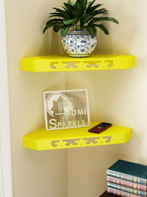 

Home Sparkle Set of 2 Yellow Corner Wall Shelves