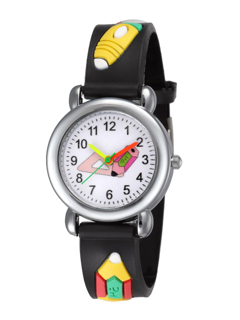 

Stoln Unisex Kids Grey Printed Dial & Black Straps Analogue Automatic Watch