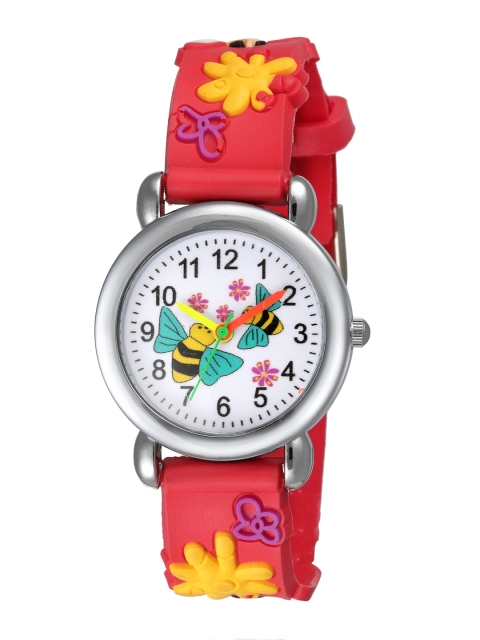 

Stoln Unisex Kids White Printed Dial & Red Straps Analogue Automatic Watch