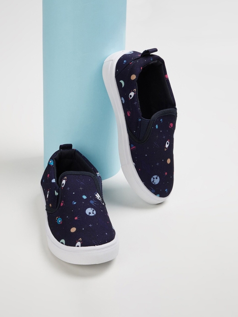 

Fame Forever by Lifestyle Boys Navy Blue Printed Slip-On Sneakers