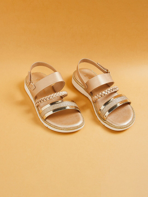 

Fame Forever by Lifestyle Girls Rose Gold Embellished Party Open Toe Flats