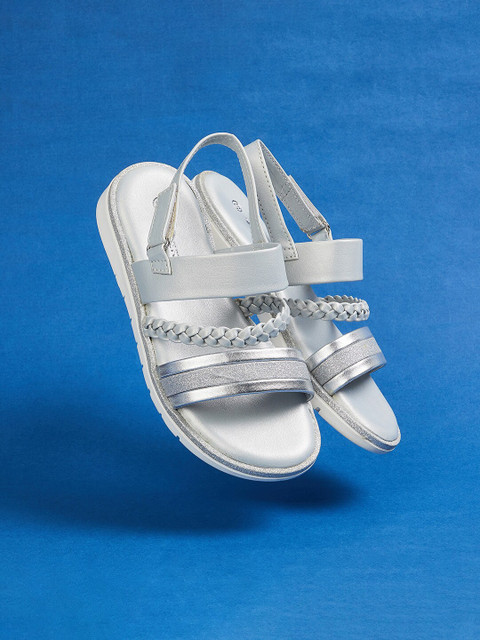 

Fame Forever by Lifestyle Girls Silver-Toned PU Comfort Sandals
