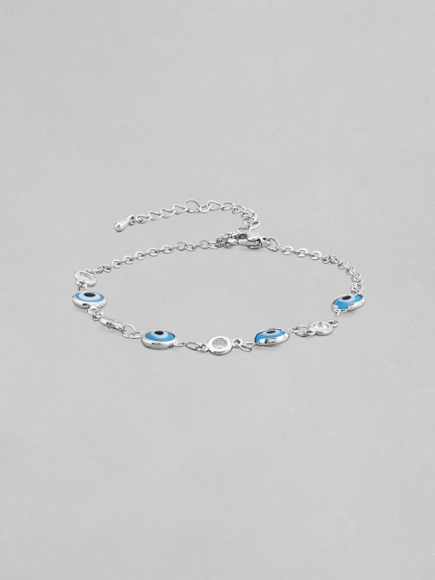 

Rubans Voguish Women Silver-Plated Blue & White Evil Eye Charm Bracelet