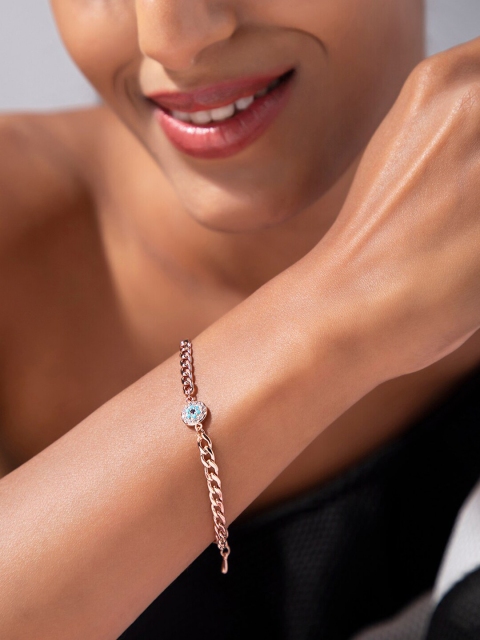

Rubans Voguish Women Rose Gold & Blue American Diamond Gold-Plated Link Bracelet