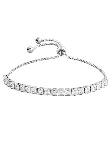 

Rubans Voguish Women Silver-Toned American Diamond Silver-Plated Wraparound Bracelet