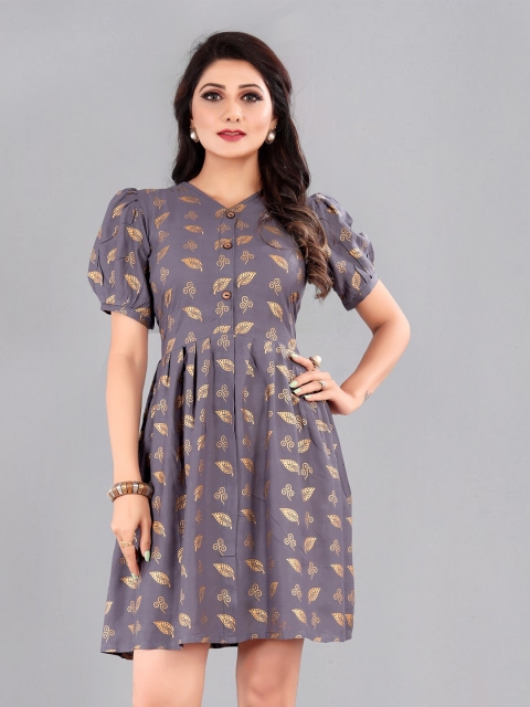 

Atsevam Grey Ethnic Motifs Dress
