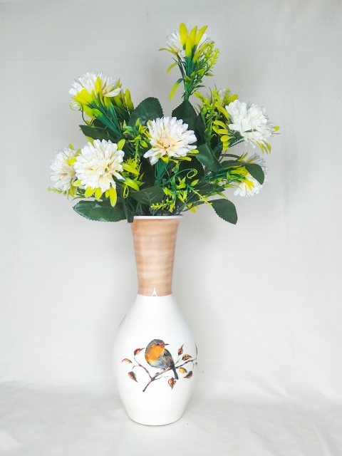 

WENS White & Beige Printed Aluminium Flower Vase