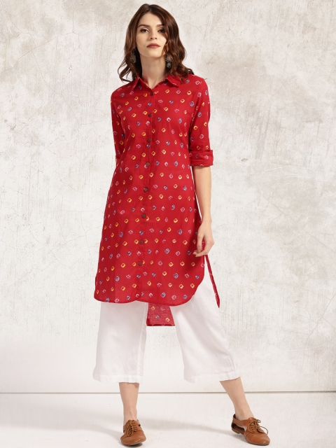 

Anouk Women Red Printed A-Line Kurta