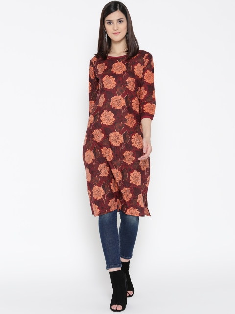 

Anouk Women Maroon & Peach-Coloured Printed Straight Kurta