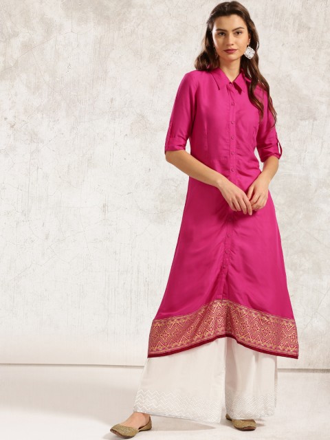 

Anouk Women Pink Printed A-Line Kurta