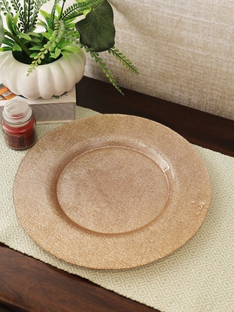 

HomeTown Brown & 1 Piece Textured Glass Glossy Plates