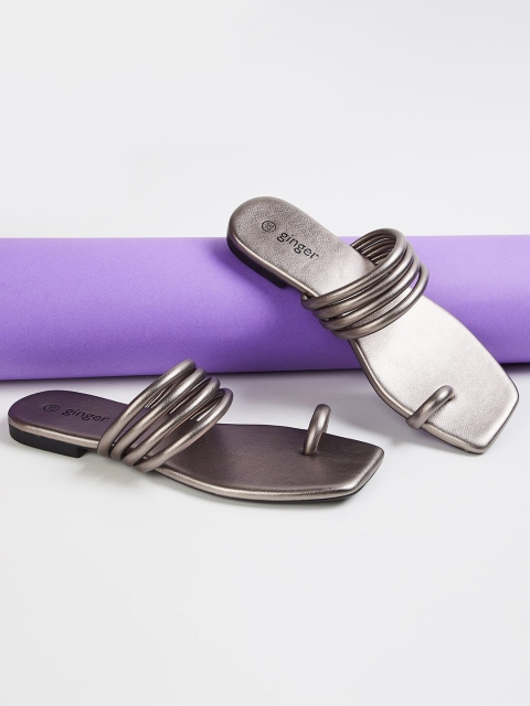 

Ginger by Lifestyle Women Silver-Toned One Toe Flats