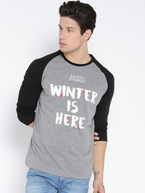 

Free Authority Men Grey Melange Game of Thrones Printed T-shirt