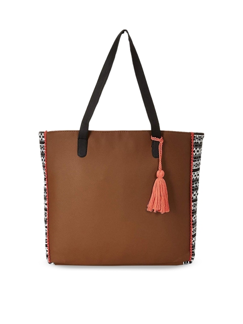 

Kanvas Katha Multicoloured Oversized Structured Shoulder Bag with Tasselled, Multi