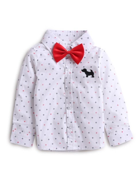 

Hopscotch Boys White Printed Casual Shirt