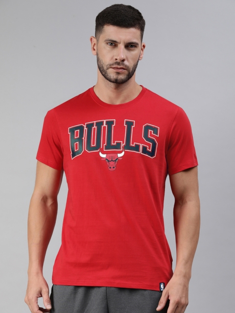 

NBA Men Red & Navy Blue Chicago Bulls Printed Pure Cotton Basketball T-shirt