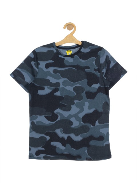 

Lil Lollipop Kids Black & Blue Camouflage Printed T-shirt