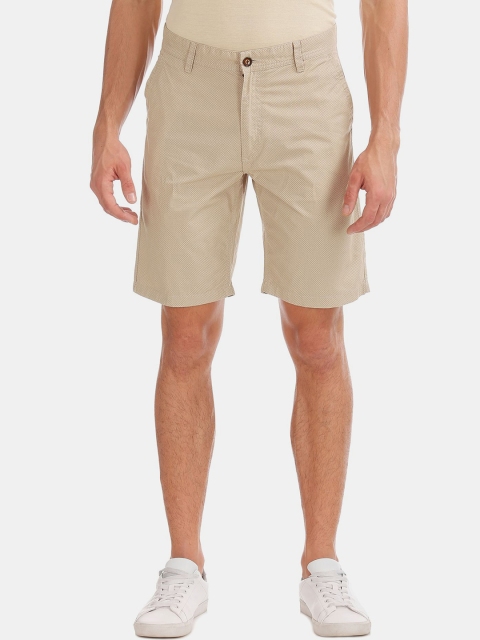 

Arrow Sport Men Khaki & White Printed Pure Cotton Shorts