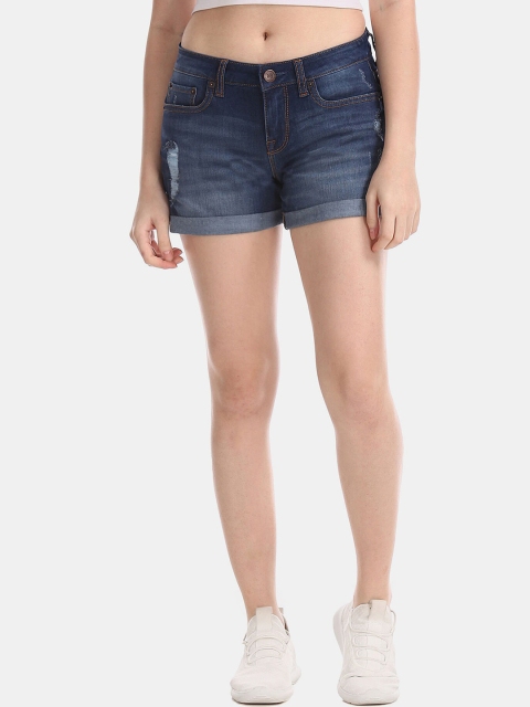 

Aeropostale Women Blue Washed Denim Shorts
