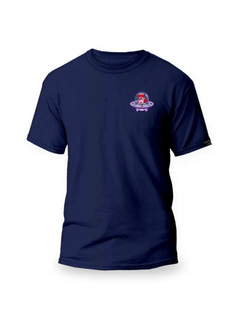 

wHAT'S DOwn Men Navy Blue Applique Yoga T-shirt with Mask