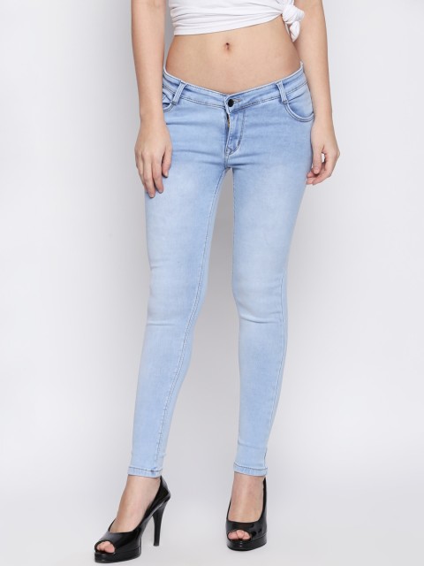 

PURPLE WATER Women Blue Slim Fit High-Rise Heavy Fade Stretchable Jeans