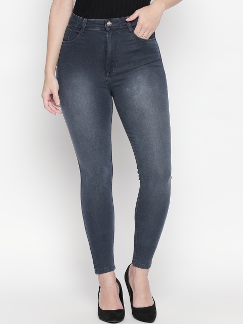 

PURPLE WATER Women Grey Slim Fit High-Rise Light Fade Stretchable Jeans