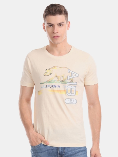 

Aeropostale Men Cream-Coloured Printed T-shirt