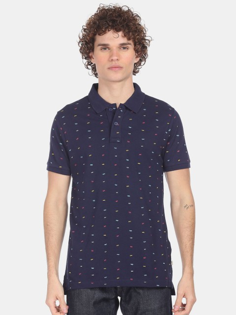 

Aeropostale Men Blue Printed Polo Collar T-shirt