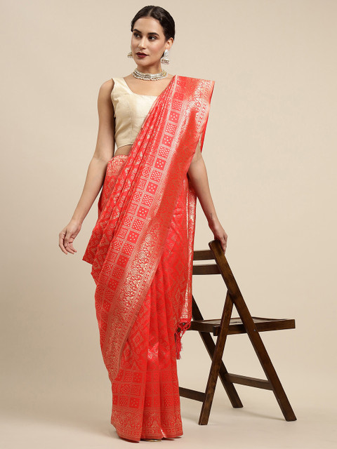

Mitera Red & Golden Woven Design Banarasi Saree