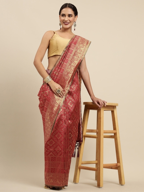 

Mitera Maroon & Golden Woven Design Banarasi Saree