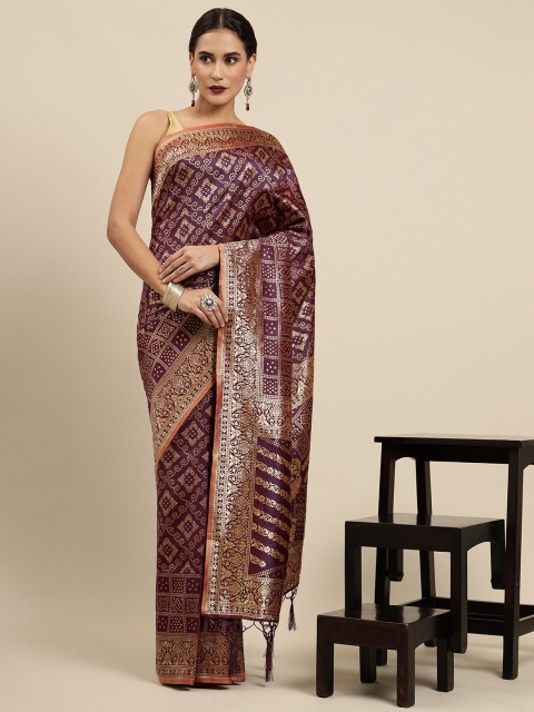 

Mitera Purple & Golden Woven Design Banarasi Saree