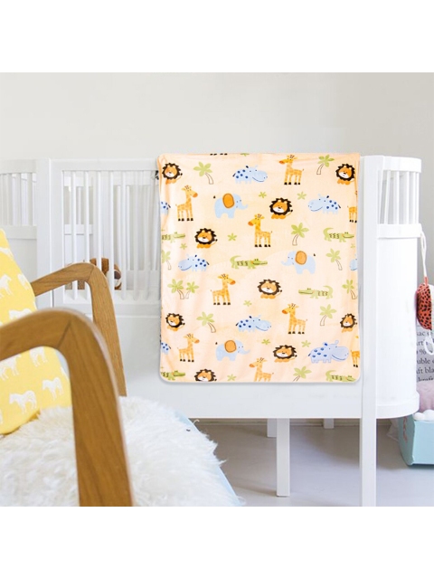 

Baby Moo Yellow & Brown Cartoon Characters Heavy Winter 210 GSM Single Bed Blanket