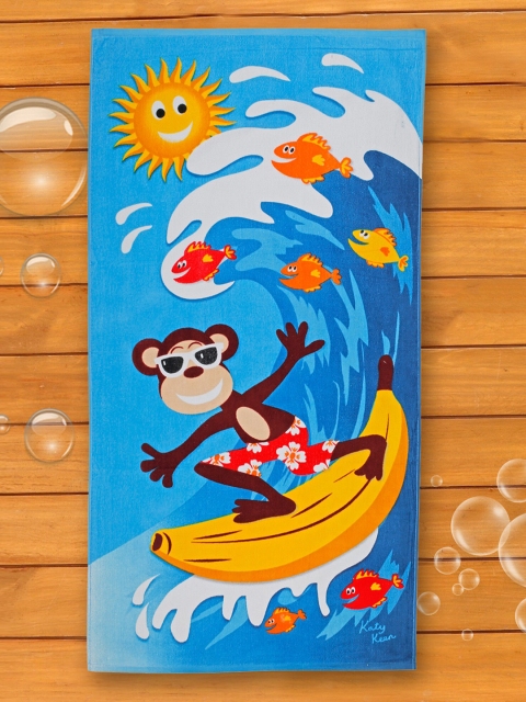 

Baby Moo Kids Blue & Yellow Printed 210 GSM Cotton Bath Towels