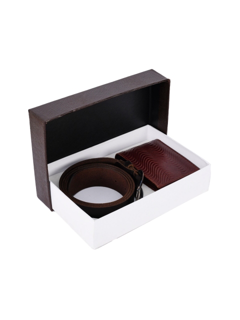 

BuckleUp Men Coffee Brown & Black Solid Accessory Gift Set