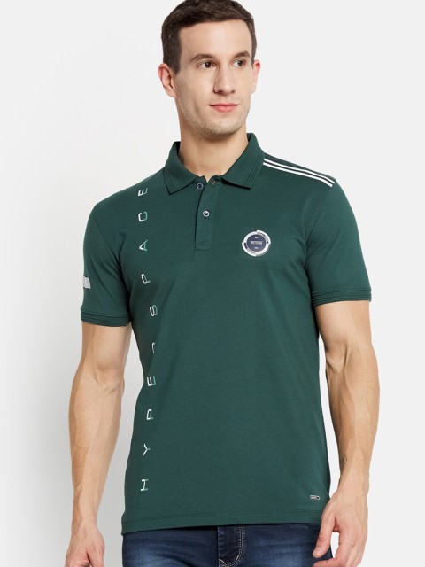 

Octave Men Green Polo Collar Cotton T-shirt