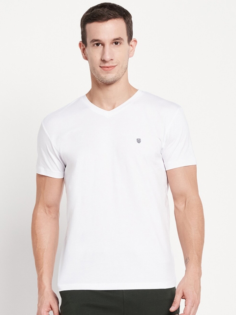 

Octave Men White V-Neck Applique T-shirt