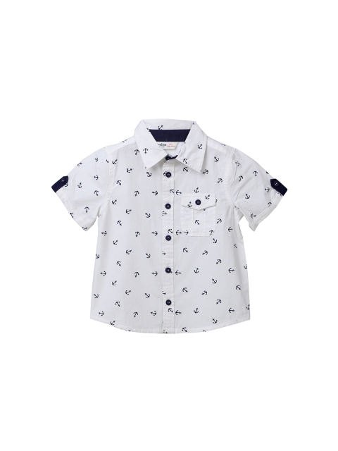 

Beebay Boys White Regular Fit Printed Casual Shirt