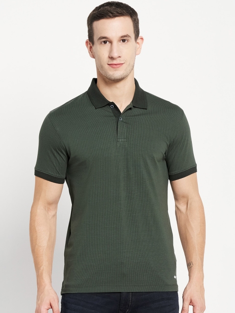 

Octave Men Olive Green Polo Collar T-shirt