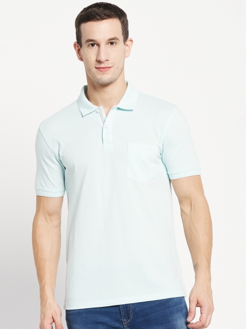 

Octave Men Blue Polo Collar Cotton T-shirt