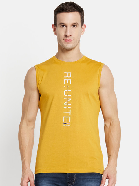 

Octave Men Yellow Typography Printed Cotton T-shirt