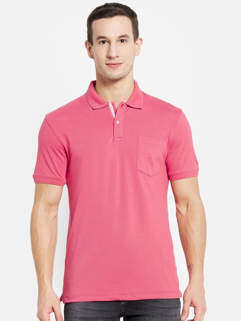 

Octave Men Coral Pink Polo Collar Cotton T-shirt