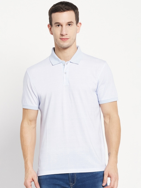 

Octave Men Blue Polo Collar Cotton T-shirt